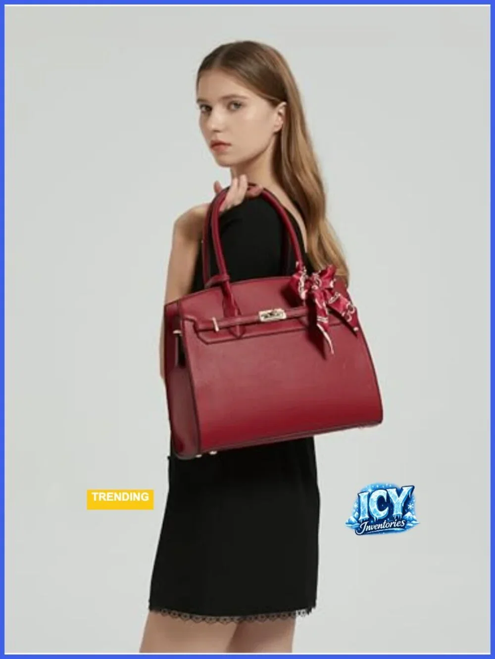 Vegan Leather Satchel Bag with Wallet, Adjustable Strap Work Tote